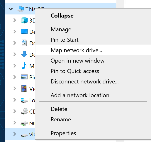 Screenshot of Map network drive...